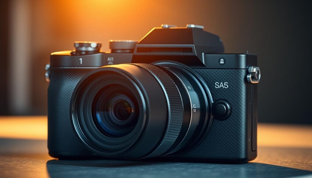 A high-resolution, photorealistic image of a modern digital camera, positioned prominently in the foreground. The camera is sleek and minimalist, with a matte black body and a large, high-quality lens. Intricate details are visible, such as the metal lens mount, control dials, and the textured grip. The camera is illuminated by a warm, natural light, casting subtle shadows that accentuate its form. The background is blurred, creating a shallow depth of field and emphasizing the camera as the focal point. The overall atmosphere is one of sophistication and technical precision, reflecting the advanced sensor technology and AI integration in electric vehicles. A high-resolution, photorealistic image of a modern digital camera, positioned prominently in the foreground. The camera is sleek and minimalist, with a matte black body and a large, high-quality lens. Intricate details are visible, such as the metal lens mount, control dials, and the textured grip. The camera is illuminated by a warm, natural light, casting subtle shadows that accentuate its form. The background is blurred, creating a shallow depth of field and emphasizing the camera as the focal point. The overall atmosphere is one of sophistication and technical precision, reflecting the advanced sensor technology and AI integration in electric vehicles.